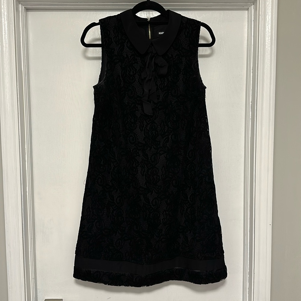 Karl Lagerfeld Tank Dress women's size 10 black lace with bow